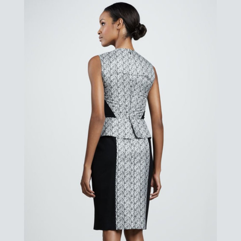 Rachel Roy Peplum Dress Black White Career Sheath - Picture 2 of 13